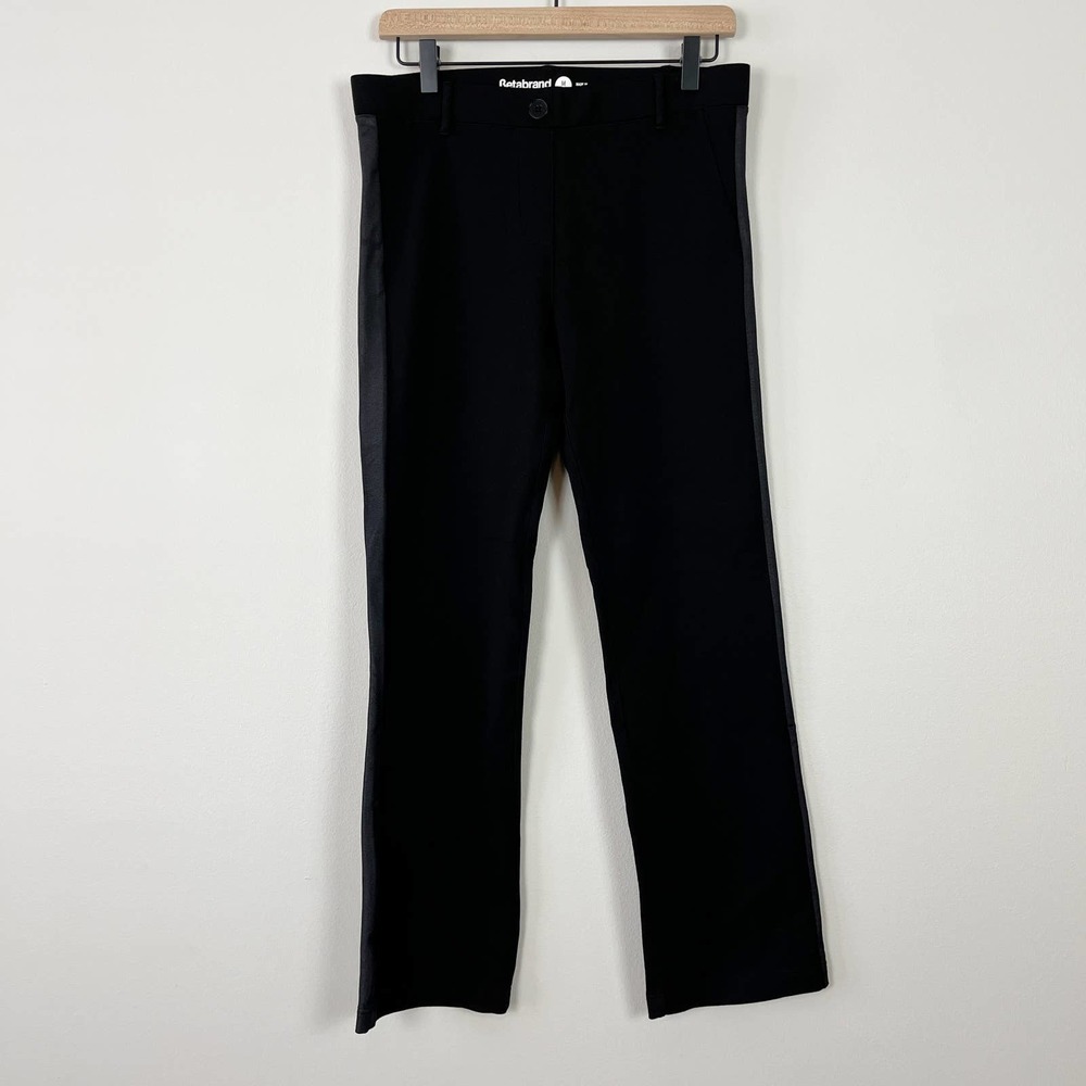 Betabrand Tuxedo Stripe Black Dress Pant Yoga Pants Size M Petite
